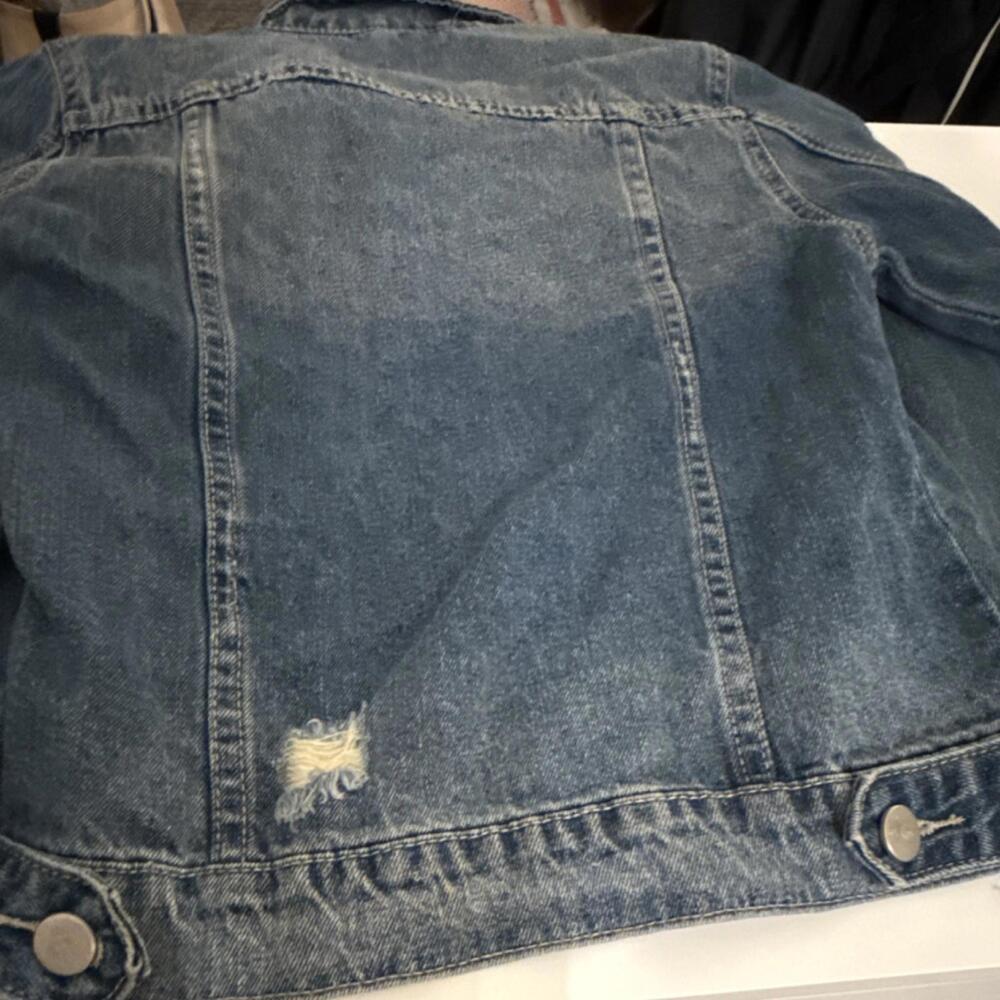 Joe's Distressed Blue kids Jacket Collared Pockets Button Short Long Sleeve M - Picture 7 of 8